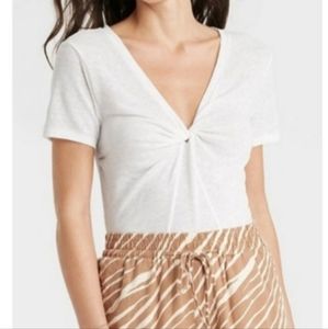 A New Day Knotted V-neck Shortsleeve Tee